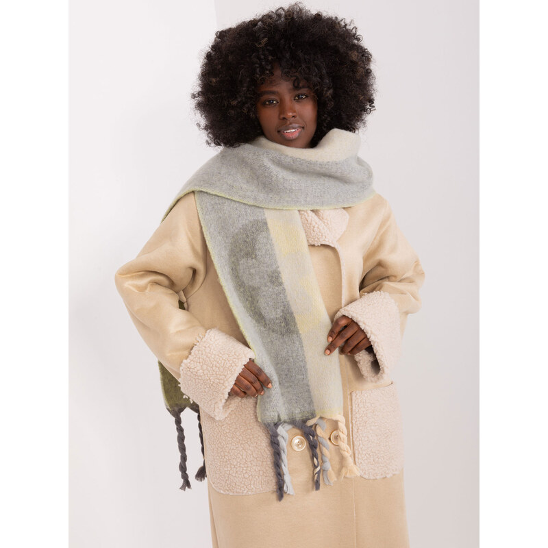 ITALY MODA Svetlozelený šál s vrkočmi a vzormi -AT-SZ-2316.79-light 57953976