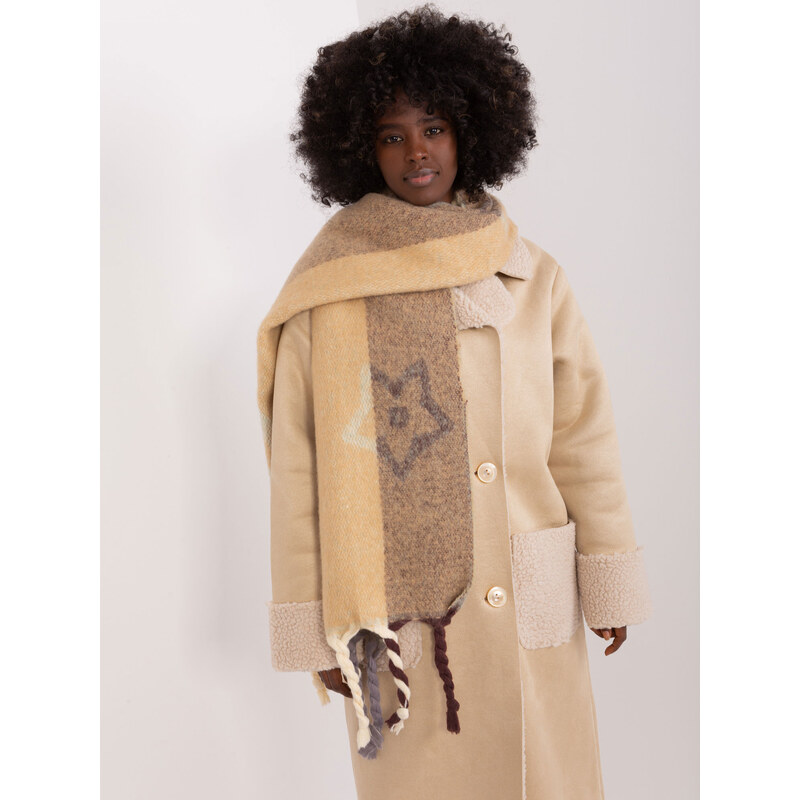 ITALY MODA Béžový šál s vrkočmi a vzormi AT-SZ-2316.10P-mint 57953978