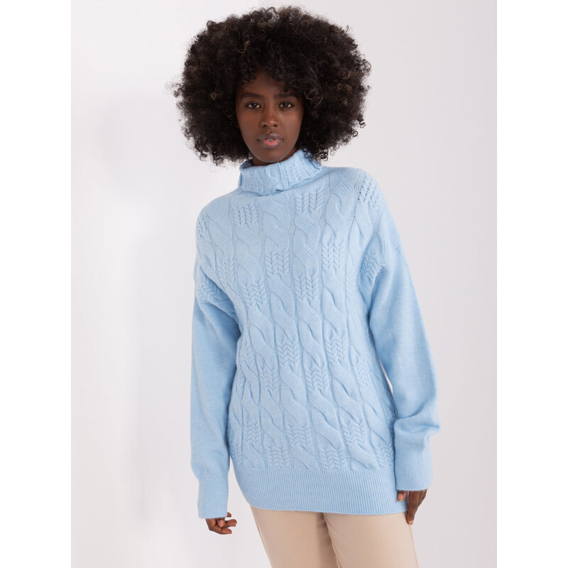 ITALY MODA Svetlomodrý rolák so vzorom -AT-SW-23401.97P-light blue 57954016