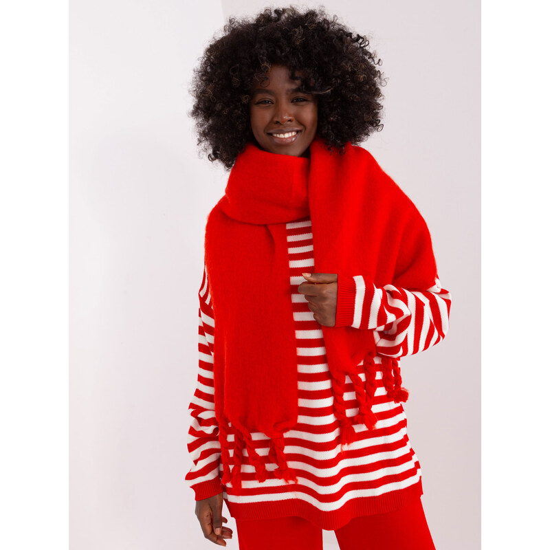 ITALY MODA Červený šál s vrkočmi AT-SZ-2313502.47P-red 57954020