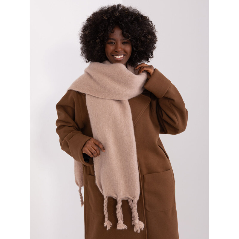 ITALY MODA Béžový šál s vrkočmi -AT-SZ-2313502.20P-dark beige 57954025