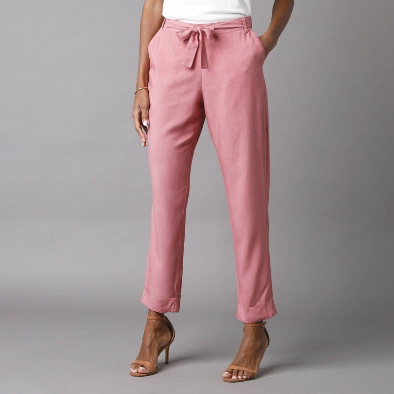 Splývavé 7/8 nohavice s opaskom ružové drevo 044 Blancheporte 61971402