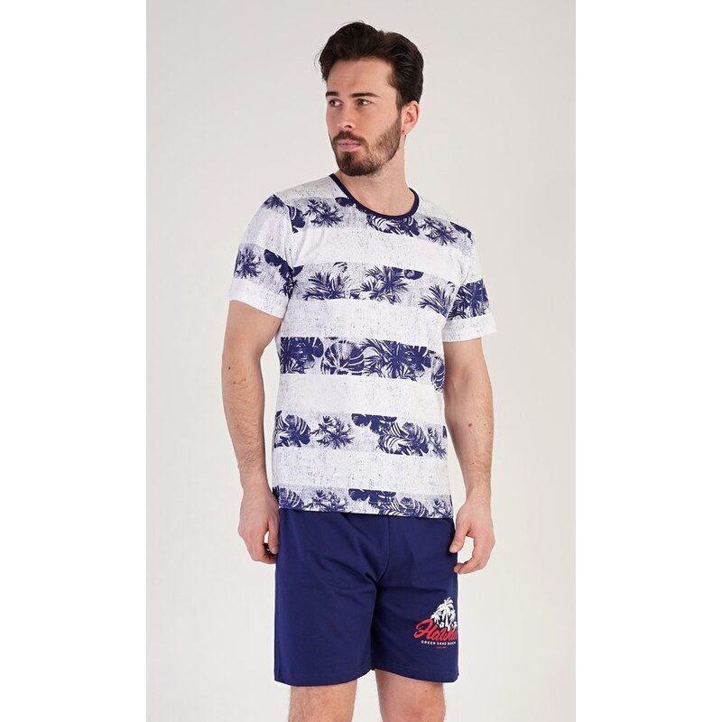 Tmavomodré krátke pánske pyžamo Hawaii 62925440