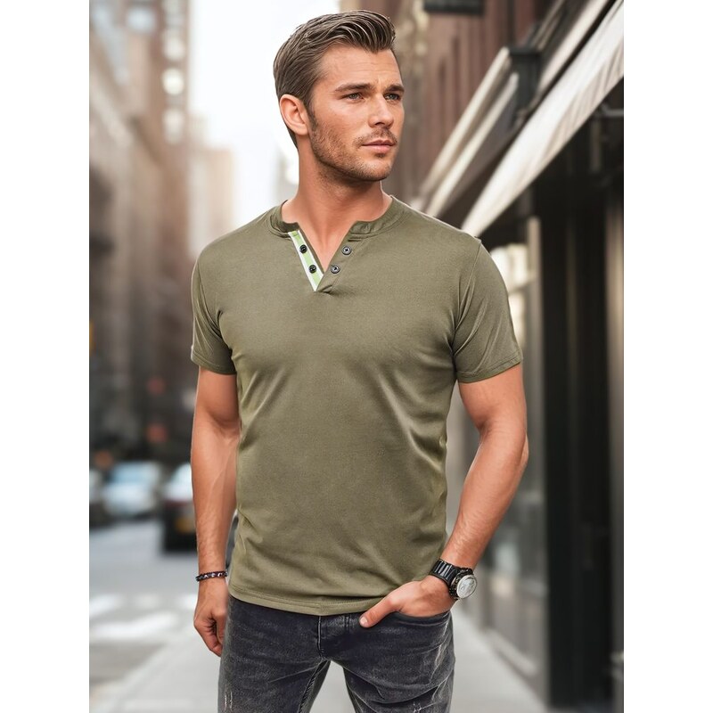 Dstreet Pohodlná trendy zelená polokošeľa 62925438