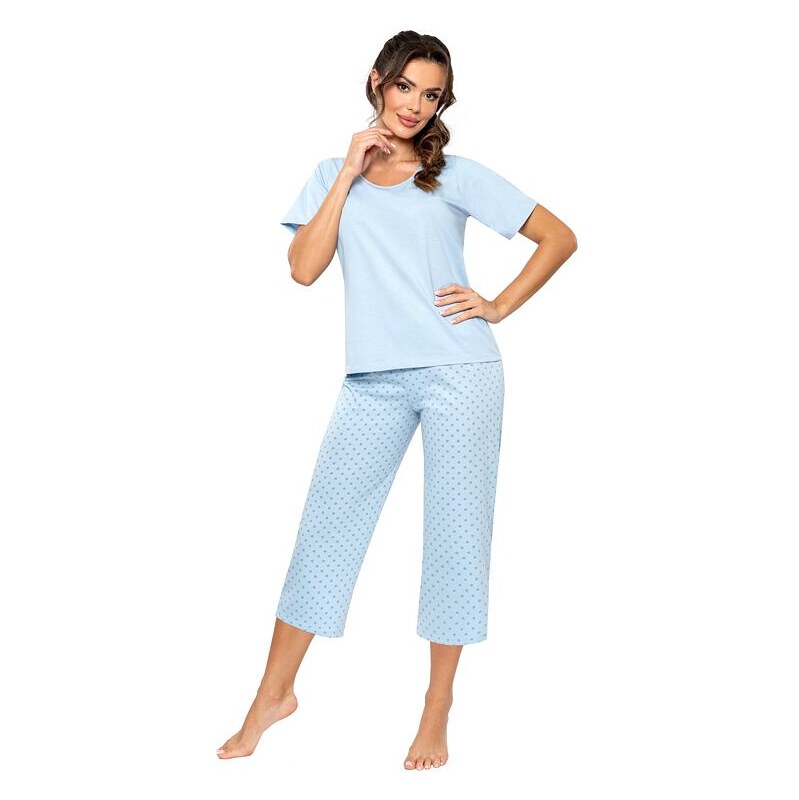 Donna Bavlnené pyžamo Sky 3/4 modré s bodkami 62929433