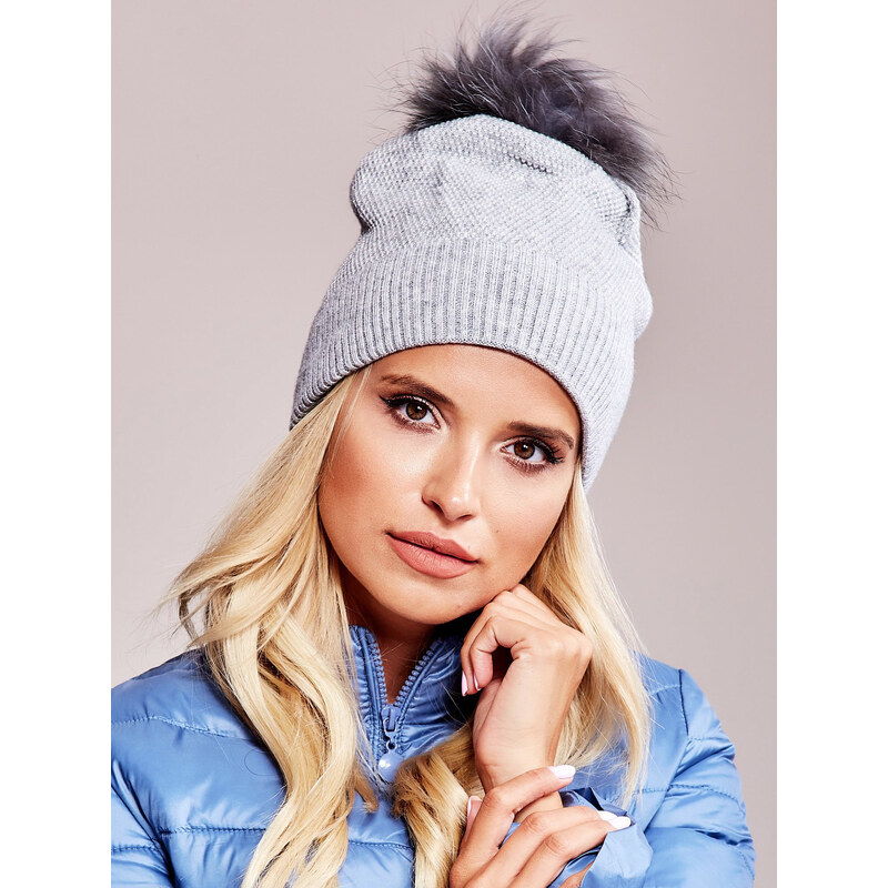 BASIC Šedá dámska čiapka so strapcom AT-CZ-171701.37-gray 18688313