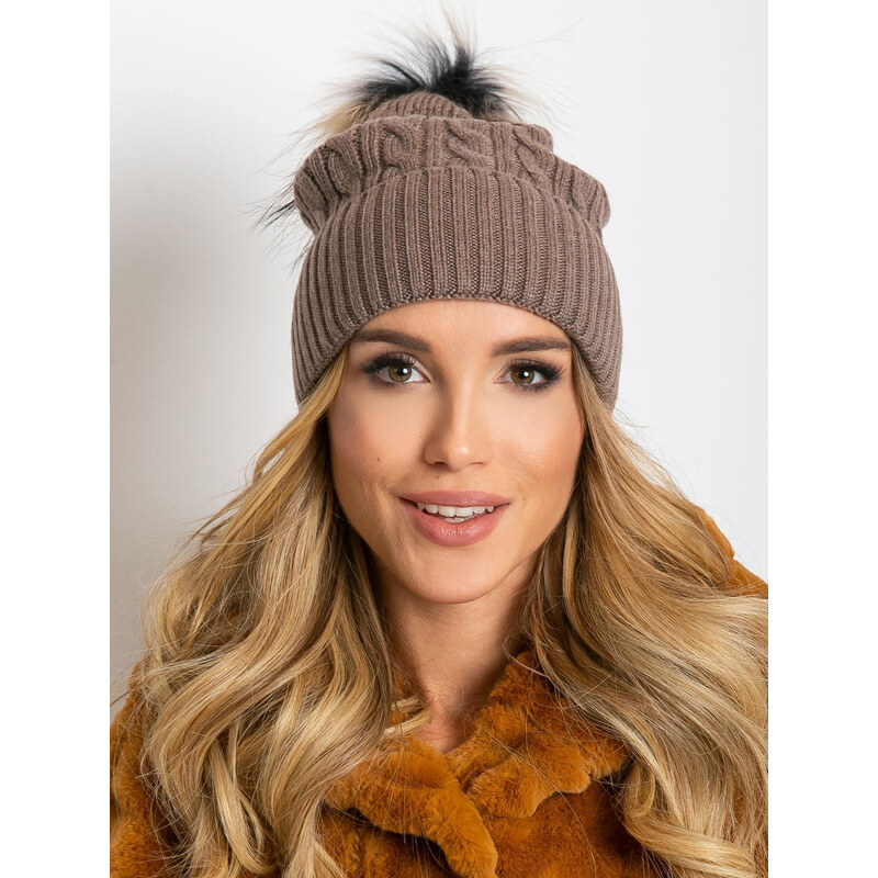 BASIC Taupe dámska čiapka so strapcom AT-CZ-173501.44-taupe 18688421