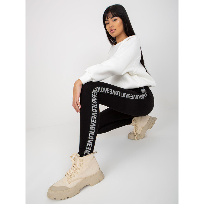 BASIC Legíny s pruhmi Love -VI-LG-5021.67-black 37318227