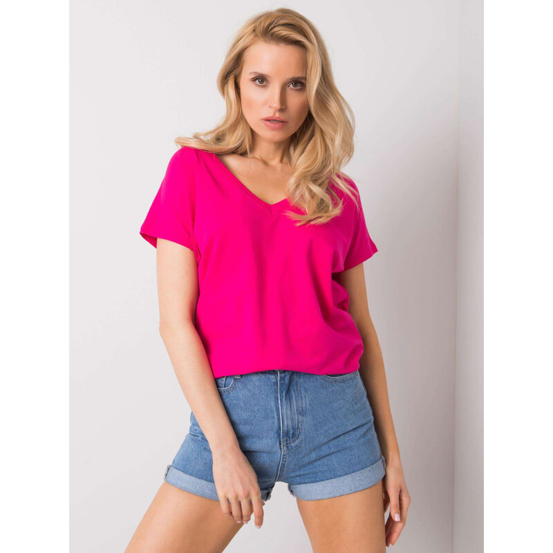 BASIC FEEL GOOD Ružové dámske tričko s výstrihom RV-TS-4832.40P 23713562