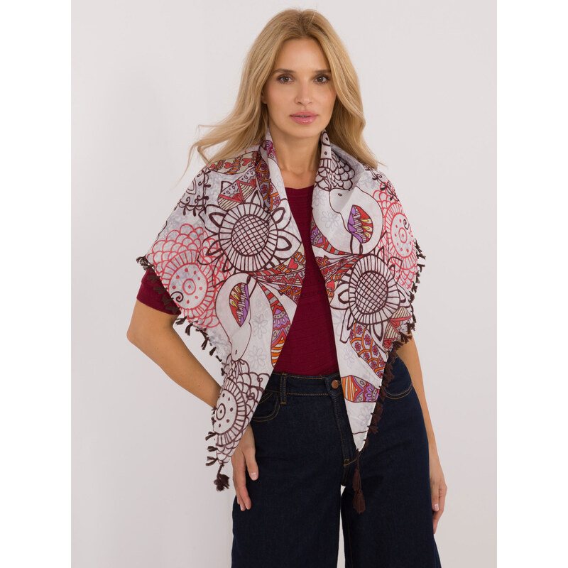 BASIC Dámska vzorovaná šatka so strapcami AT-CH-EC571.53-dark brown 57503450