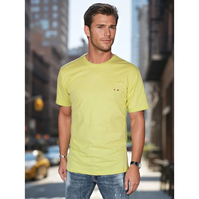 Dstreet Trendy žlté tričko s krátkym rukávom a s logom 62929670