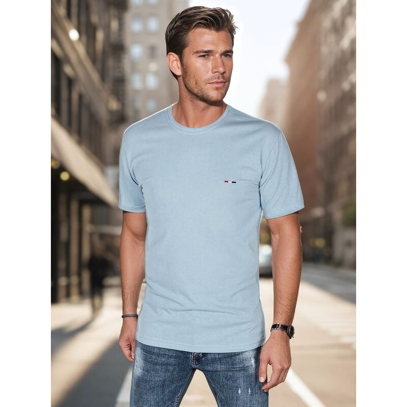 Dstreet Trendy svetlomodré tričko s krátkym rukávom a s logom 62929672