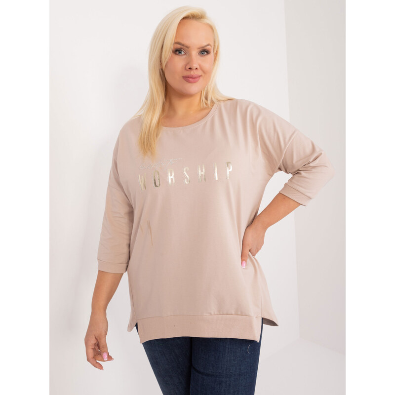 RELEVANCE Béžové tričko s nápisom WORSHIP -RV-BZ-9449.76-beige 57955197