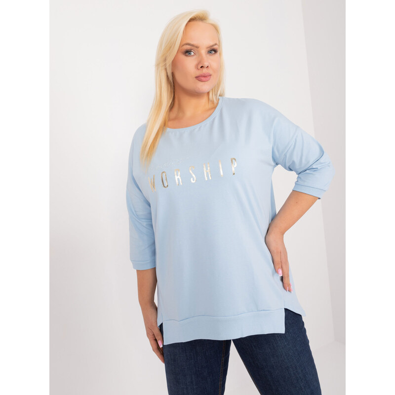 RELEVANCE Svetlomodré tričko s nápisom WORSHIP RV-BZ-9449.76-light 57955198