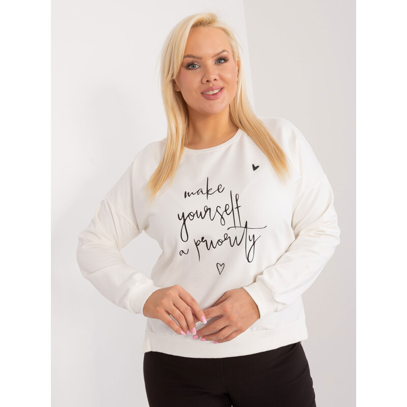 RELEVANCE Smotanová mikina s nápisom -RV-BZ-9173.29X-ecru 57955201