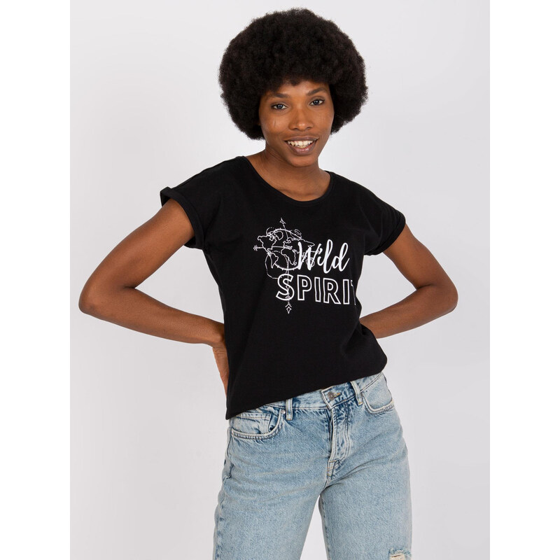 BASIC Čierne tričko Cabrera s potlačou a nápisom Wild Spirit TW-TS 31209254