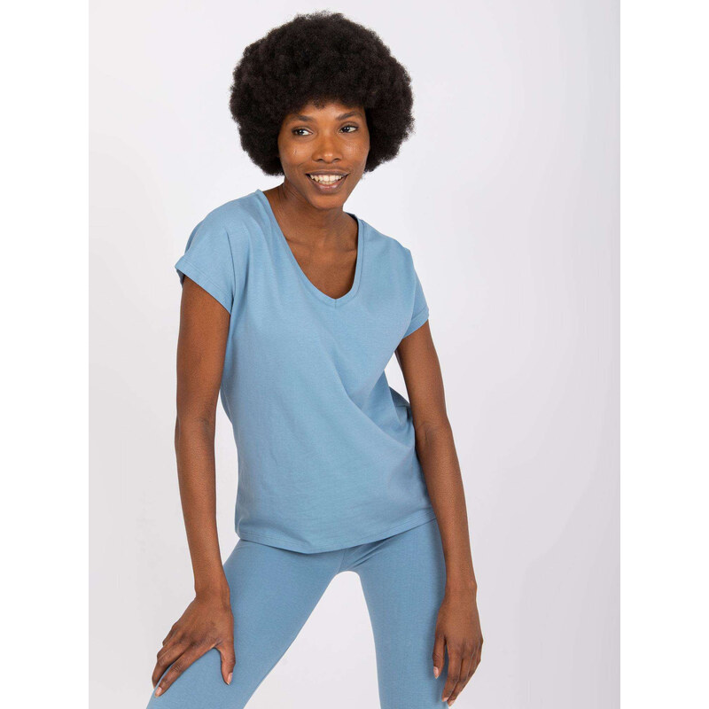 BASIC FEEL GOOD Svetlomodré basic tričko Arlette s V výstrihom AP-TS-A 31381920
