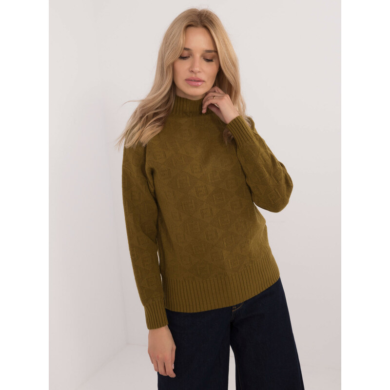 ITALY MODA Khaki dámsky sveter so vzormi AT-SW-2339.54-khaki 57956238