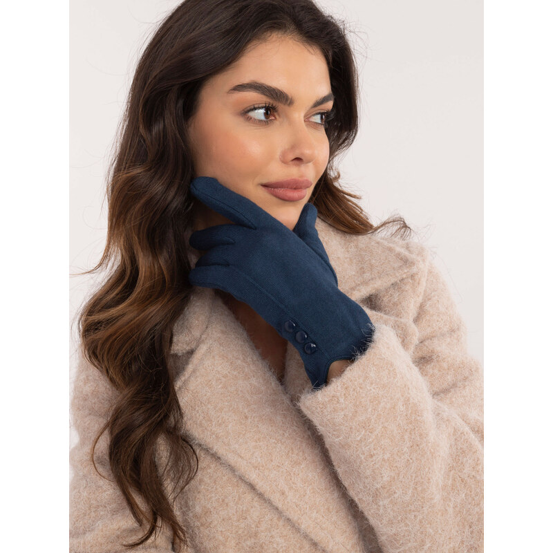 ITALY MODA Tmavomodré dámske rukavice s ozdobnými gombíkmi AT-RK 58991471