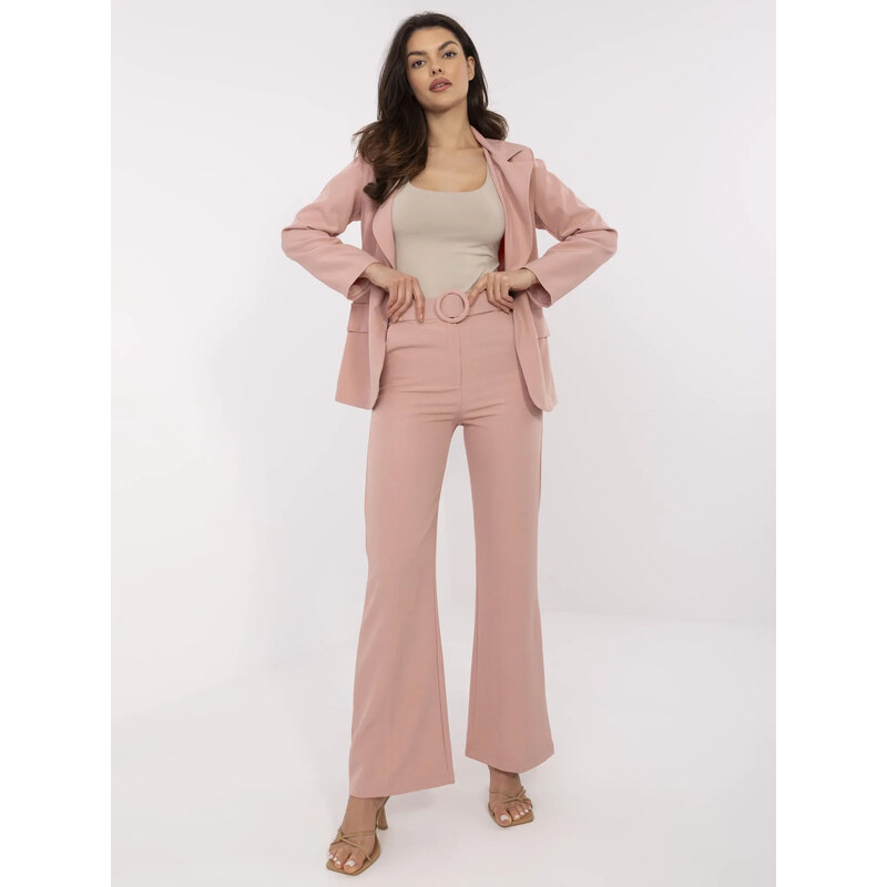 ITALY MODA Svetloružové dámske spoločenské nohavice s vreckami a 66149489