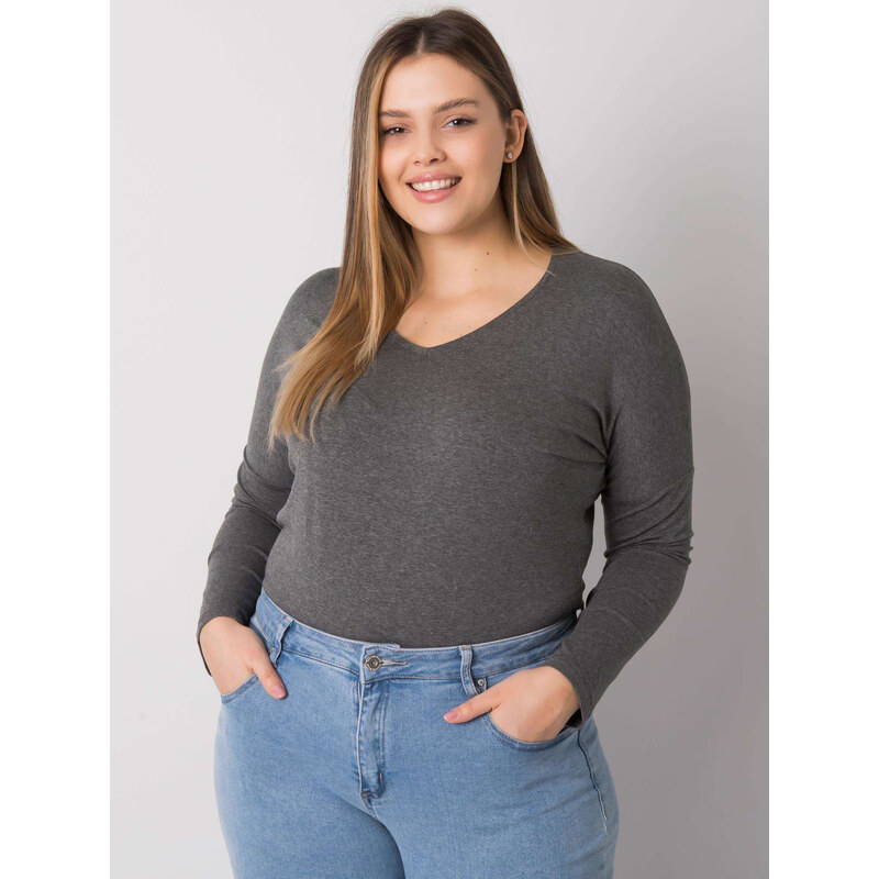 RELEVANCE Tmavosivé dámske tričko s dlhými rukávmi RV-BZ-7302.23-dark 57949113