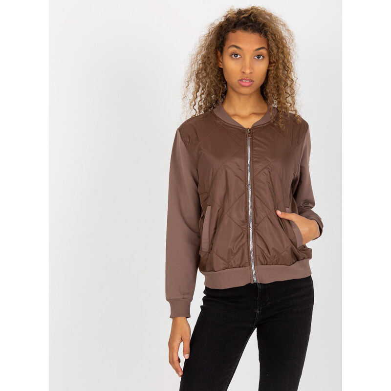 RUE PARIS Hnedá bomber mikina bez kapucne RV-BL-8225.88-brown 57950885