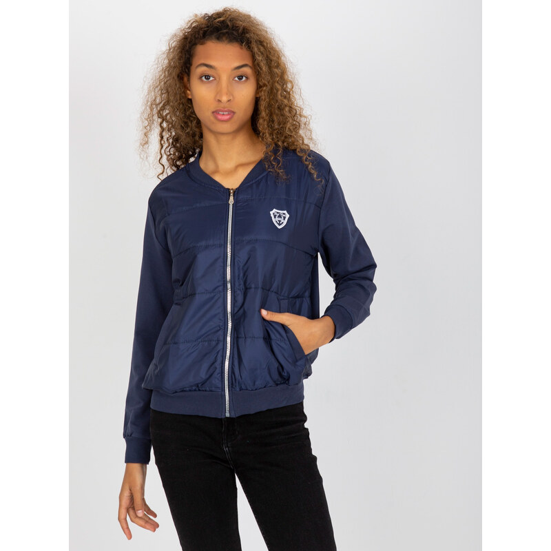 RUE PARIS Tmavomodrá bomber mikina na zips RV-BL-8229.69P-dark blue 57950893
