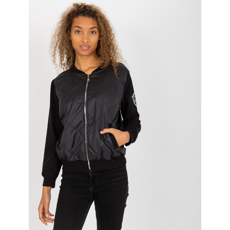 RUE PARIS Čierna bomber mikina bez kapucne RV-BL-8225.88-black 57950892