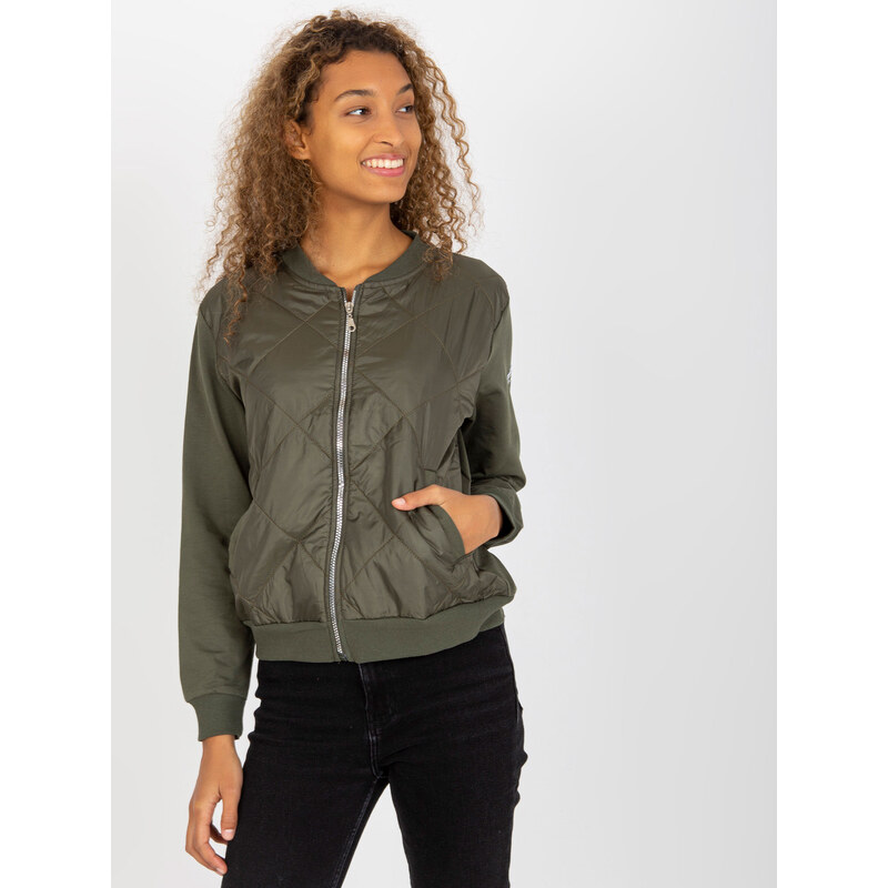RUE PARIS Khaki bomber mikina bez kapucne RV-BL-8225.88-khaki 57950894