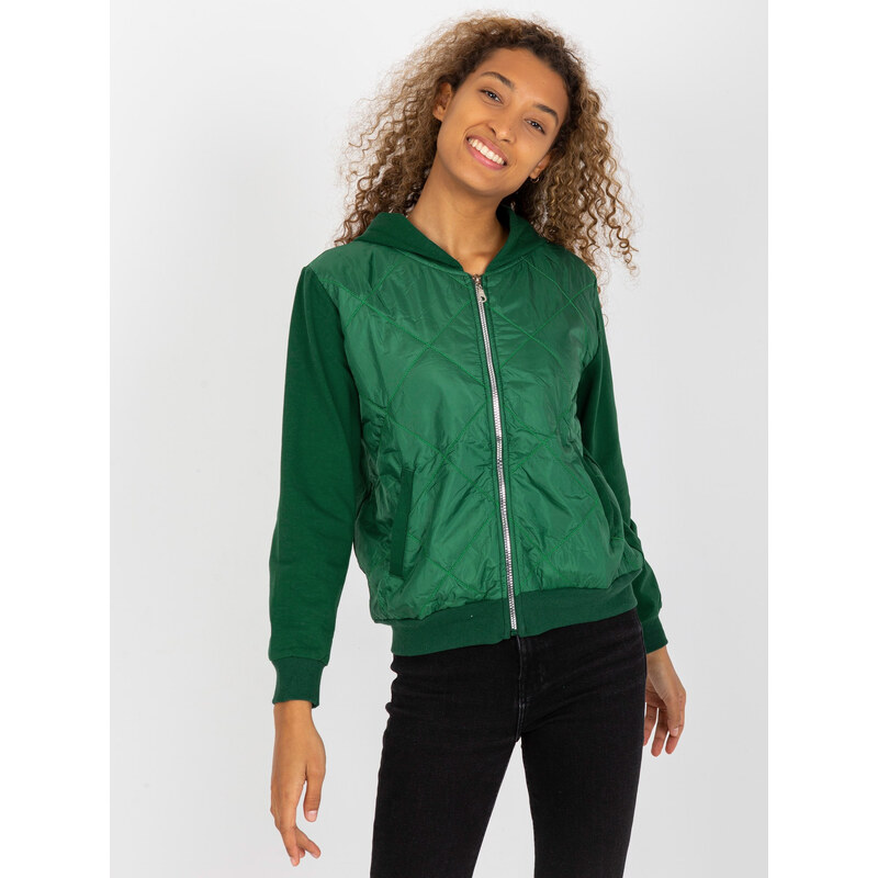 RUE PARIS Tmavozelená prešívaná bomber mikina RV-BL-8226.11X-dark 57950897