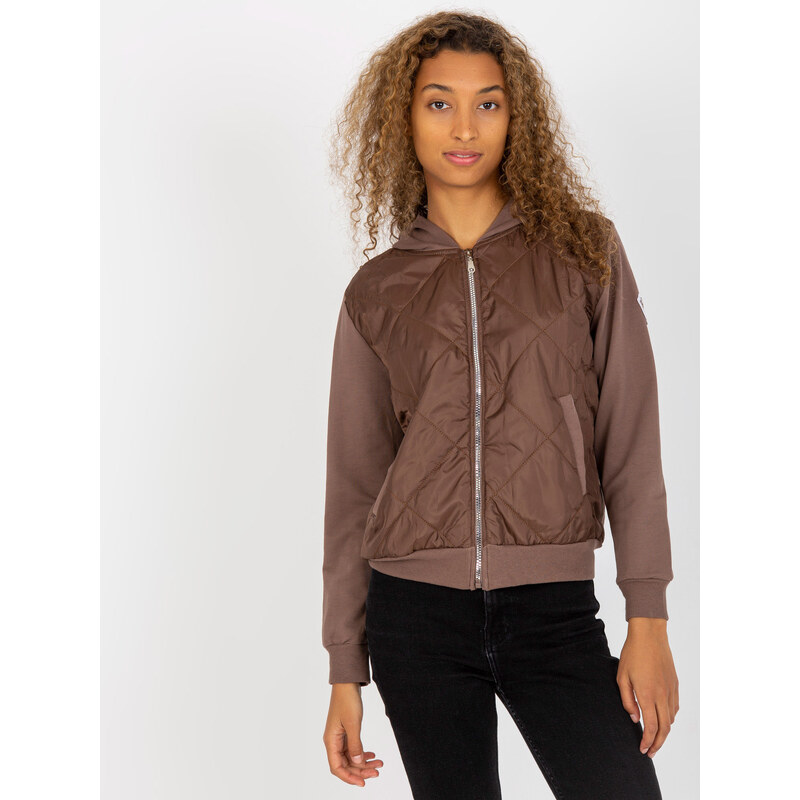 RUE PARIS Hnedá prešívaná bomber mikina -RV-BL-8226.11X-brown 57950898