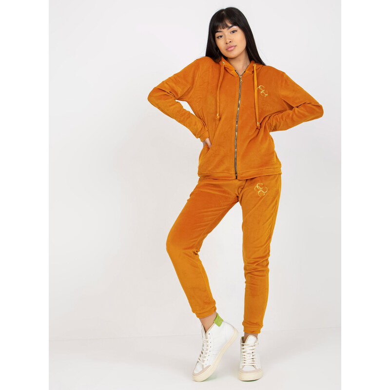 RELEVANCE Tmavožltá velúrová tepláková súprava -RV-KMPL-6084.92P-dark 57951064