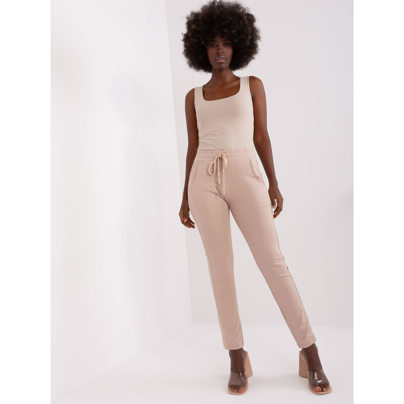 RELEVANCE Béžové dámske tepláky RV-DR-8518.08P-beige 57952813