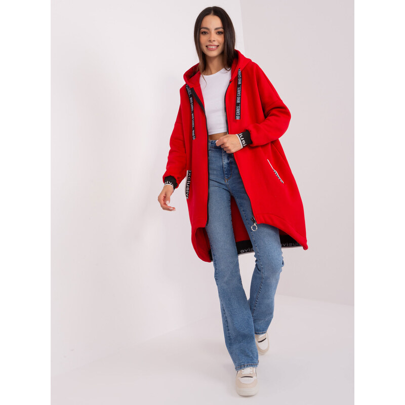 RELEVANCE Červená dlhá mikina s kapucňou RV-BL-6832-2.00P-red 57953174