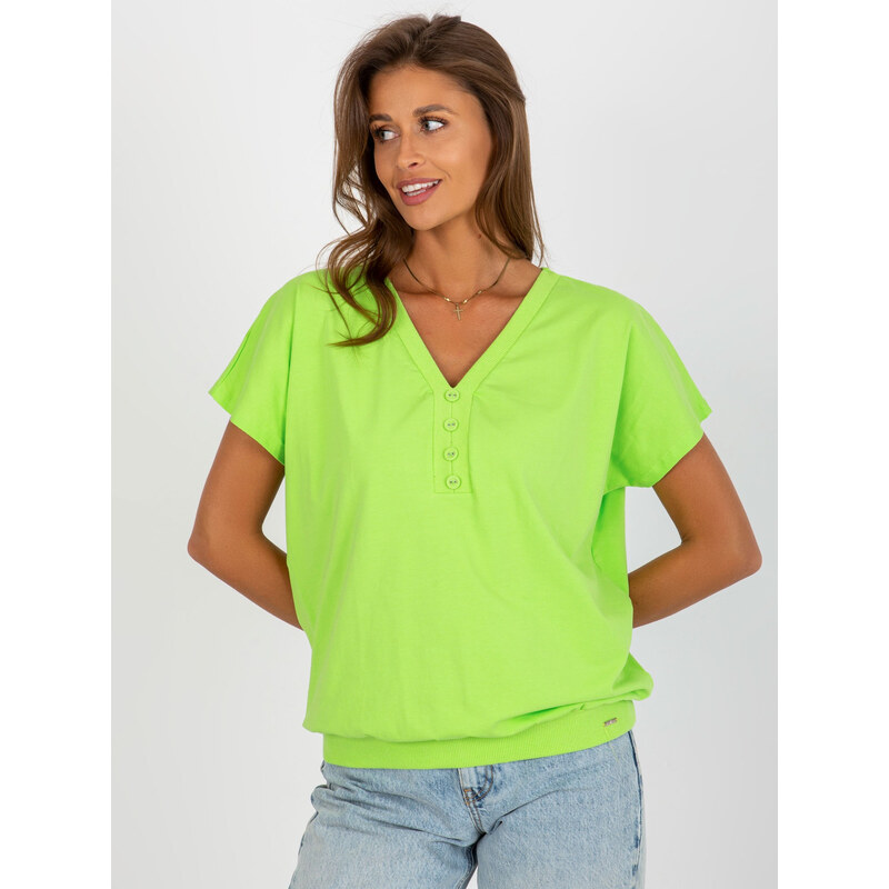 RELEVANCE Limetkové tričko s výstrihom RV-BZ-8827.95-limon 57952105