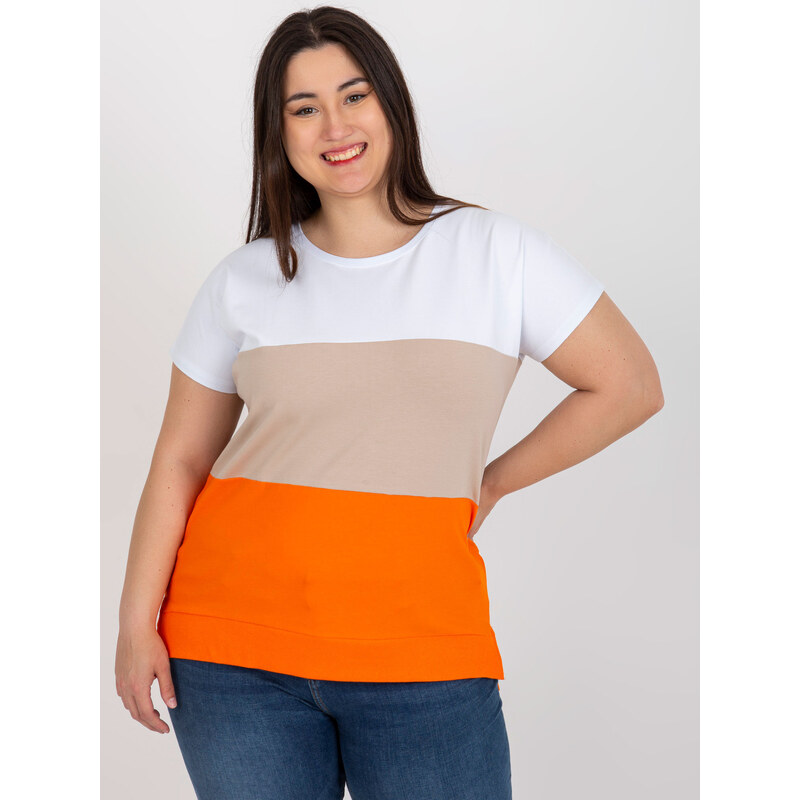 RELEVANCE Oranžovo-biele pruhované tričko RV-BZ-8778.48-orange 57952203