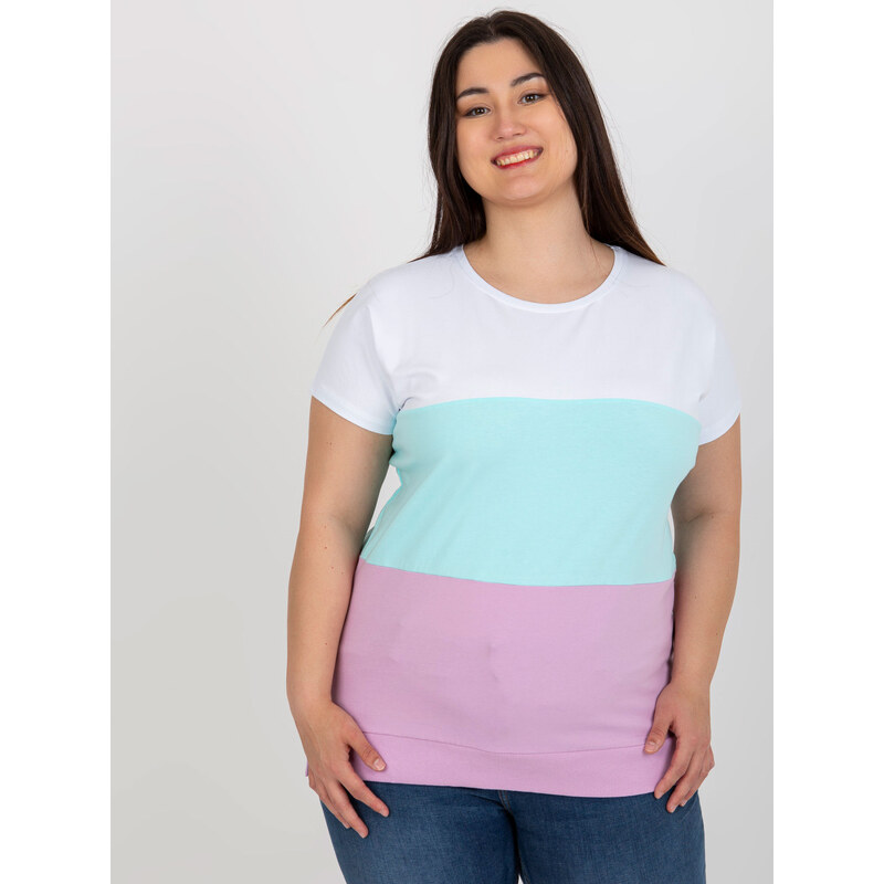 RELEVANCE Bielo-mintové pruhované tričko RV-BZ-8778.48-mint 57952204