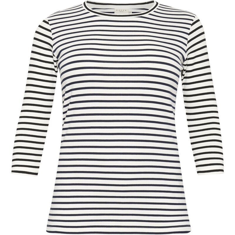 KAFFE CURVE Tričko Lia svetlobéžová / čierna 62936902