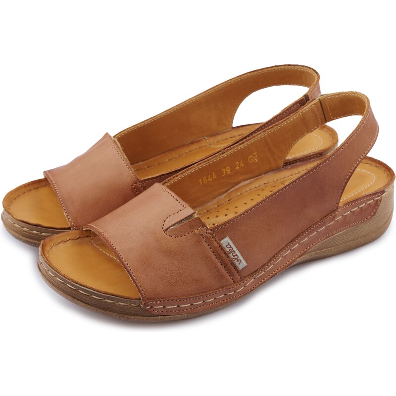 Vlnka Dámske zdravotné kožené sandále Vilma hnedá veľkosti obuvi - 68083946