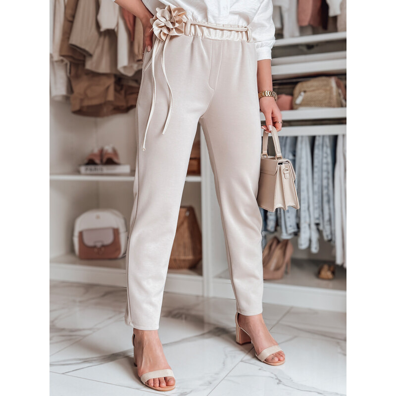 DStreet Dámske nohavice LEGISSA s kvetmi, svetlobéžové 64678279