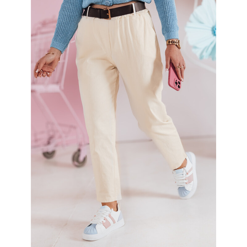 DStreet Dámske casual nohavice SOFELIA s opaskom, svetložlté 64676251