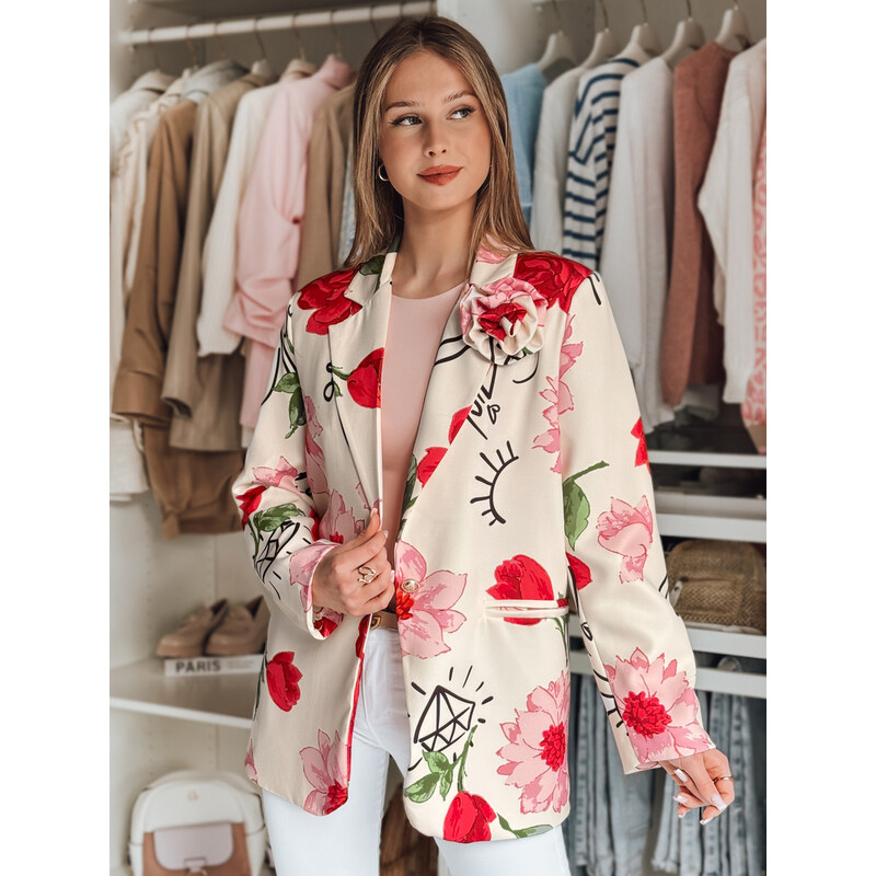 Marynarka damska one size oversize w kwiaty PETALISSA biała Dstreet 64676278