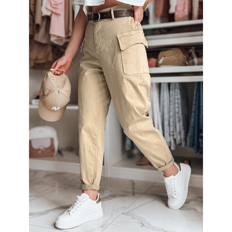 DStreet Dámske baggy nohavice GOTRENDI, tmavobéžové 64677581
