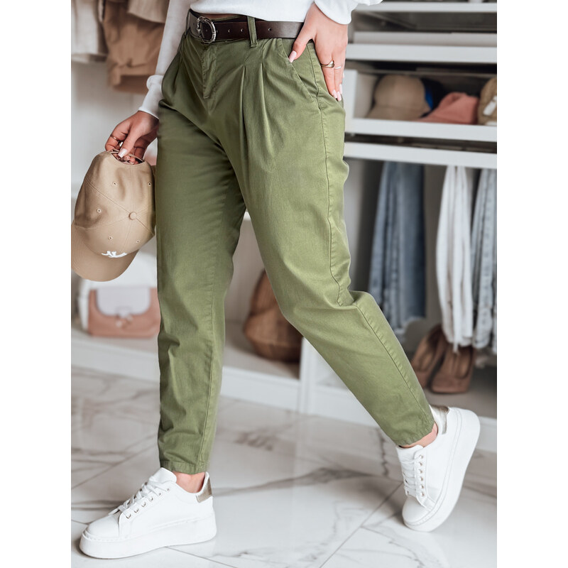 DStreet Dámske chinos nohavice MODELA khaki 64677874