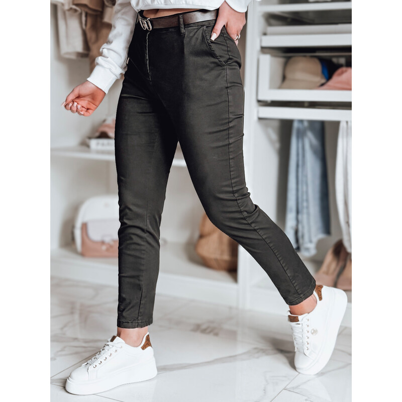 DStreet Dámske slim fit nohavice LINESKA khaki 64677795