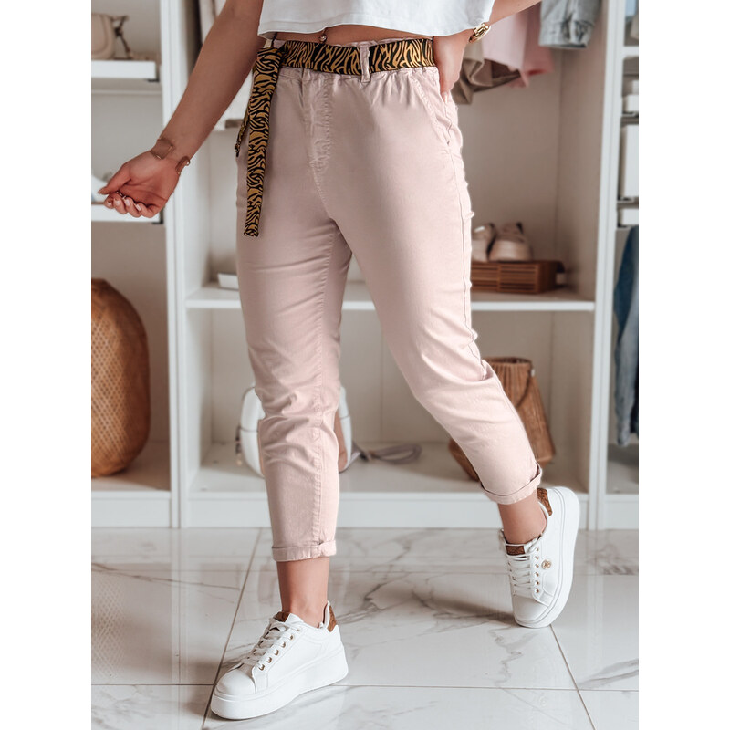 DStreet Ružové dámske nohavice s pásom MADELINA 64678594