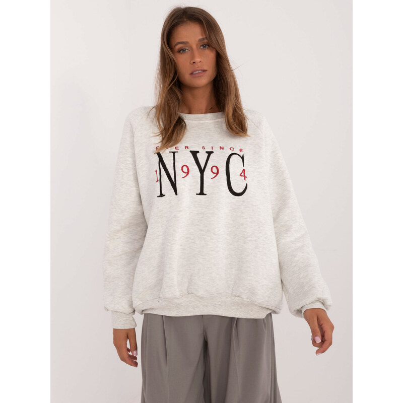 BASIC Svetlosivá mikina s výšivkou NYC EM-BL-857.88-light grey 59689612