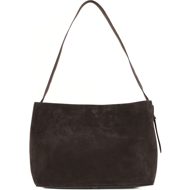 SOLIER Tmavohnedá dámska semišová shopper kabelka FL39 MAYA CHOCOLATE 62954562