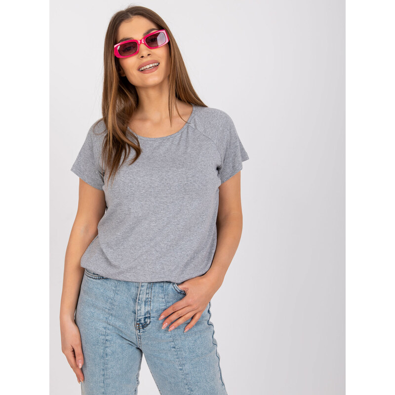 BASIC FEEL GOOD Sivé tričko s prestrihom s mašľou na chrbte RV-BZ-7664 32173067