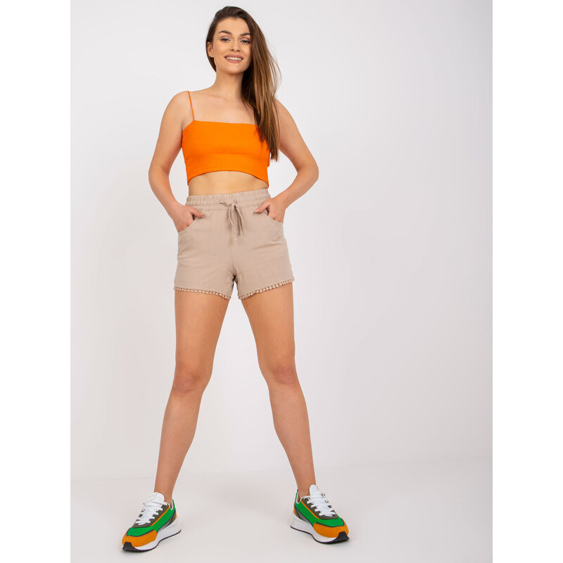 BASIC Béžové letné kraťasy D73761M61531KA-light beige 32490315